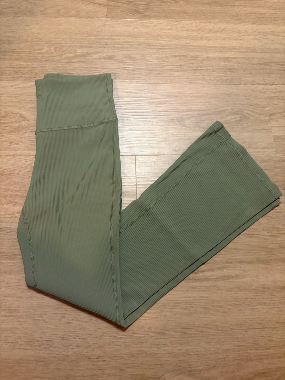 Athleta Elation Rib Crop Flare Leggings- Olive Green - Picture 2 of 5